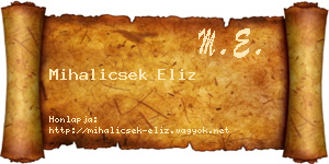 Mihalicsek Eliz névjegykártya